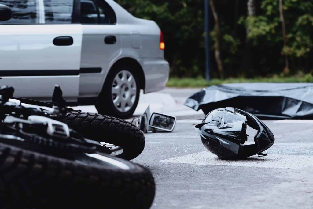 motorcycle on the road after an accident