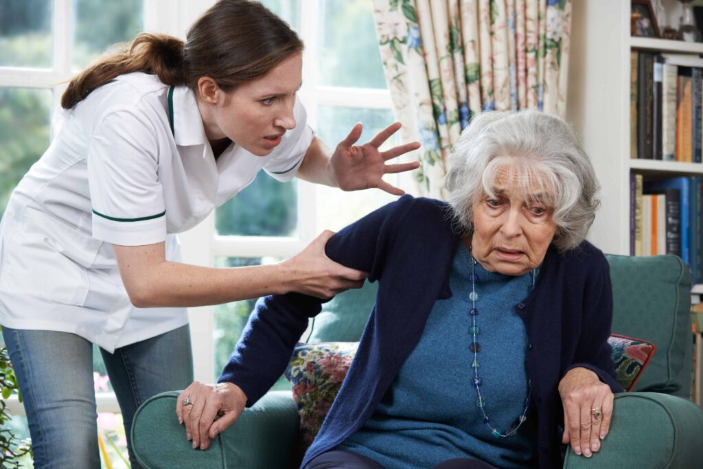 nursing home worker abusing elderly person