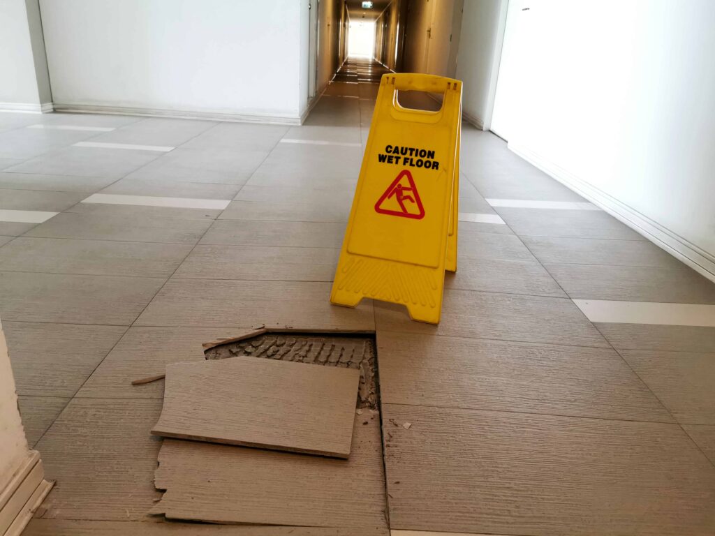 trip and fall hazard in hallway